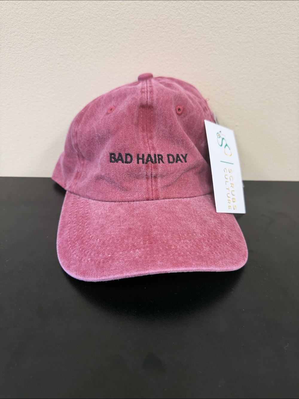 Pink 'Bad Hair Day' Washed Baseball Cap by